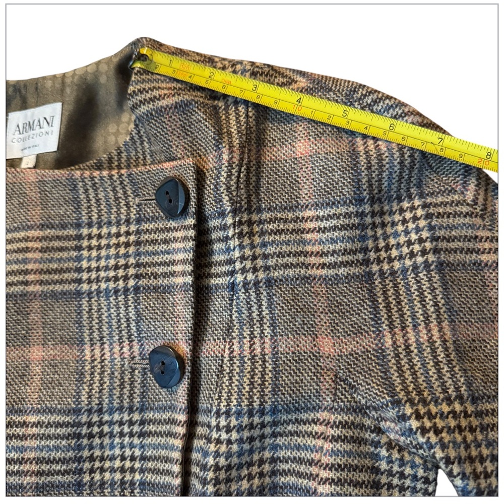 Armani Collezioni - Plaid Virgin Wool Cashmere Blend Jacket Blazer - Size 4 -EUC - Picture 8 of 15